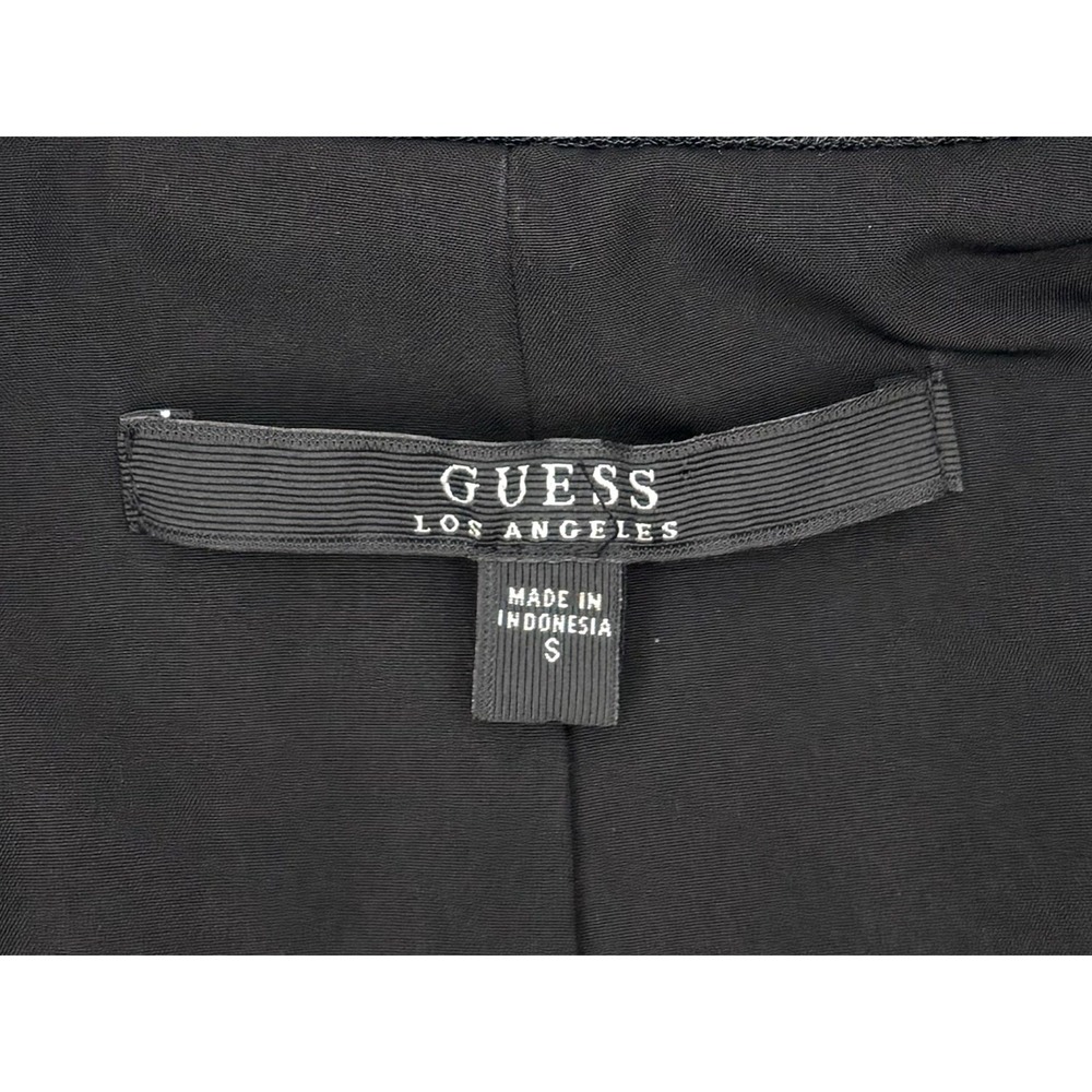 GUESS Los Angeles Moto Jacket Size Small Black Faux Leather Lace Floral Zip - Picture 6 of 8